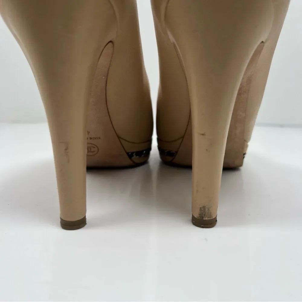 Chanel Beige And Black Classic Heels Size 41 - 10 US